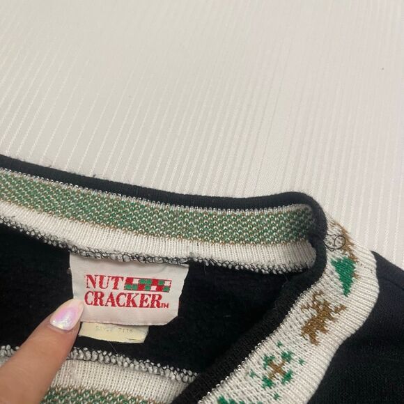 VTG Seasons Greetings Nutcracker Ugly Christmas Sweater 80s Sweatshirt Large - Picture 3 of 7